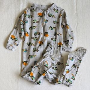 george gray construction cotton zipper footie sleeper pajamas 2T toddler boys